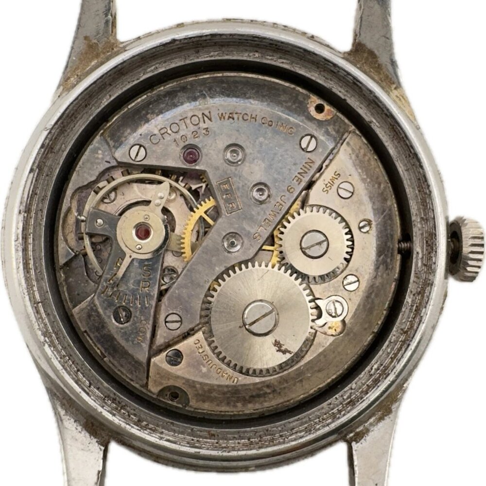 Vintage 33mm Sussex Men Mechanical Watch Croton 1023 Swiss Steel Frankenstein - Picture 5 of 6
